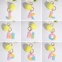 2 PCS Crystal Epoxy Rainbow Color Keychain Hair Ball Ladies Bag Pendant(J)