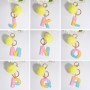 2 PCS Crystal Epoxy Rainbow Color Keychain Hair Ball Ladies Bag Pendant(L)