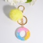 2 PCS Crystal Epoxy Rainbow Color Keychain Hair Ball Ladies Bag Pendant(O)