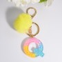 2 PCS Crystal Epoxy Rainbow Color Keychain Hair Ball Ladies Bag Pendant(Q)