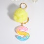 2 PCS Crystal Epoxy Rainbow Color Keychain Hair Ball Ladies Bag Pendant(S)