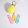 2 PCS Crystal Epoxy Rainbow Color Keychain Hair Ball Ladies Bag Pendant(W)