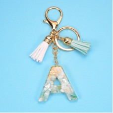 2 PCS Gold Foil English Letter Tassel Keychain Bag Decoration Pendant(A)