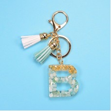 2 PCS Gold Foil English Letter Tassel Keychain Bag Decoration Pendant(B)