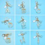 2 PCS Gold Foil English Letter Tassel Keychain Bag Decoration Pendant(C)