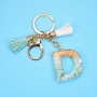 2 PCS Gold Foil English Letter Tassel Keychain Bag Decoration Pendant(D)