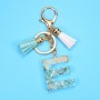 2 PCS Gold Foil English Letter Tassel Keychain Bag Decoration Pendant(E)