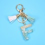 2 PCS Gold Foil English Letter Tassel Keychain Bag Decoration Pendant(F)