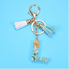 2 PCS Gold Foil English Letter Tassel Keychain Bag Decoration Pendant(L)