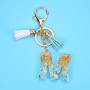 2 PCS Gold Foil English Letter Tassel Keychain Bag Decoration Pendant(M)