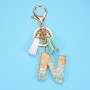 2 PCS Gold Foil English Letter Tassel Keychain Bag Decoration Pendant(N)
