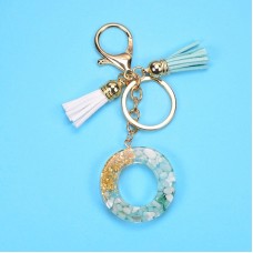 2 PCS Gold Foil English Letter Tassel Keychain Bag Decoration Pendant(O)