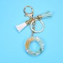 2 PCS Gold Foil English Letter Tassel Keychain Bag Decoration Pendant(O)