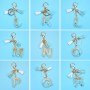 2 PCS Gold Foil English Letter Tassel Keychain Bag Decoration Pendant(O)