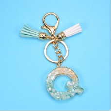 2 PCS Gold Foil English Letter Tassel Keychain Bag Decoration Pendant(Q)