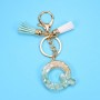 2 PCS Gold Foil English Letter Tassel Keychain Bag Decoration Pendant(Q)