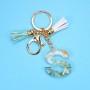 2 PCS Gold Foil English Letter Tassel Keychain Bag Decoration Pendant(S)