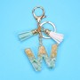 2 PCS Gold Foil English Letter Tassel Keychain Bag Decoration Pendant(W)