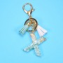 2 PCS Gold Foil English Letter Tassel Keychain Bag Decoration Pendant(X)