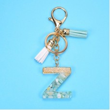 2 PCS Gold Foil English Letter Tassel Keychain Bag Decoration Pendant(Z)