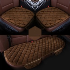 3 PCS / Set Luxurious Warm Car Seat Cover Cushion Universal Front Back Seat Covers Car Non-slip Chair Pad Warm Car Mats No Back Plush Cushion(Coffee)
