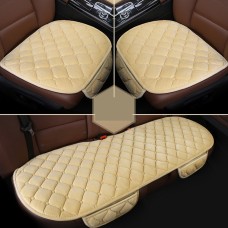 3 PCS / Set Luxurious Warm Car Seat Cover Cushion Universal Front Back Seat Covers Car Non-slip Chair Pad Warm Car Mats No Back Plush Cushion(Khaki)