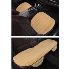 3 PCS / Set  Warm Car Seat Cover Cushion Five Seats Universal Two Front Row Seat Covers and One Back Row Seat Cover Car Non-slip Chair Pad Warm Car Mats No Back Plush Cushion(Khaki)