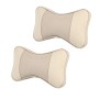 2 PCS MLC-06 Car Neck Pillow Soft Version Lovely Breathe Car Auto Head Neck Rest Cushion Headrest Pillow Pad (Khaki)