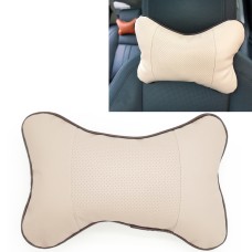 Four Seasons Breathable Leather Surface Car Neck Pillow Head Pillow(Beige)