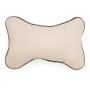 Four Seasons Breathable Leather Surface Car Neck Pillow Head Pillow(Beige)