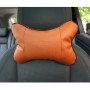 Four Seasons Breathable Leather Surface Car Neck Pillow Head Pillow(Brown)