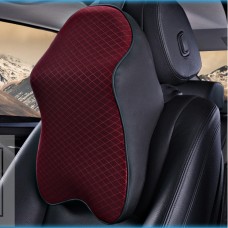 Dual-purpose Rebound Memory Foam Car Headrest Pillow Breathable Waist Back Cushion(Black+Red)