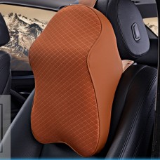 Dual-purpose Rebound Memory Foam Car Headrest Pillow Breathable Waist Back Cushion(Khaki)