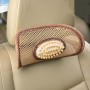 Universal Summer Ice Silk Mesh Breathable Cool Massage Head Mat with Maple Wooden Bead for Car Family Office(Khaki)
