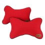 2 PCS KCB Car Auto Season Universal Cotton Neck Rest Cushion Leather Head Pillow Mat(Red)