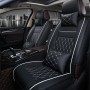 Car Leather Full Coverage Seat Cushion Cover, Luxury Version, Only One Front Seat(Black White)