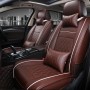 Car Leather Full Coverage Seat Cushion Cover, Luxury Version, Only One Front Seat(Coffee)