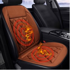 Car 12V Seat Heater Cushion Warmer Cover Winter Heated Warm, Single Seat (Brown)
