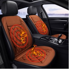 Car 12V Seat Heater Cushion Warmer Cover Winter Heated Warm, Double Seat (Brown)
