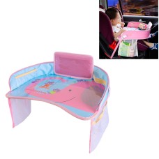 Children Waterproof Dining Table Toy Organizer Baby Safety Tray Tourist Painting Holder with Touch Screen Transparent Bag (Pink Elephant)