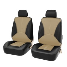 4 в 1 Универсальная кожа PU Four Seasons Anti-Slippery Front Seat Cover Satchion Set Set для 2-местного автомобиля (бежевый)