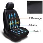 Car 12V Cushion Summer USB Breathable Ice Silk Seat Cover, Eight Fans + Ventilation and Refrigeration+ Massage (Black)