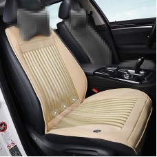 Car 12V Cushion Summer USB Breathable Ice Silk Seat Cover, Three Fans + Ventilation and Refrigeration (Beige)