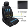 Car 12V Cushion Summer USB Breathable Ice Silk Seat Cover, Three Fans + Ventilation and Refrigeration+ Massage (Black)