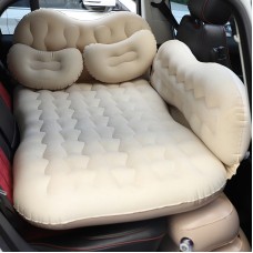 Universal Car Travel Inflatable Mattress Air Bed Camping Back Seat Couch with Head Protector + Wide Side Baffle (Beige)