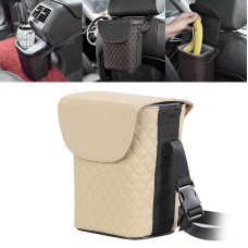 Car Back Seat Hook Garbage Can Car Storage Box (Beige)