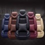 Car Leather Ice Silk Cushion Four Seasons Universal Seat Mat Set, Luxury Version (Coffee)