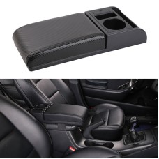 Car Multi-functional Dual USB Armrest Box Booster Pad, Carbon Fiber Leather Straight Type (Black)