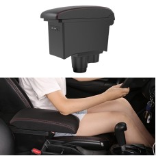 Car Center Armrest Box Microfiber Leather Type for Renault Duster 2019 (Black Red)