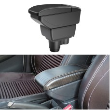 Car Center Armrest Box Carbon Fiber Leather Type for Renault Duster 2019 (Black White)